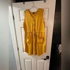 SHEIN Mustard Sleeveless Button-Down Midi Dress